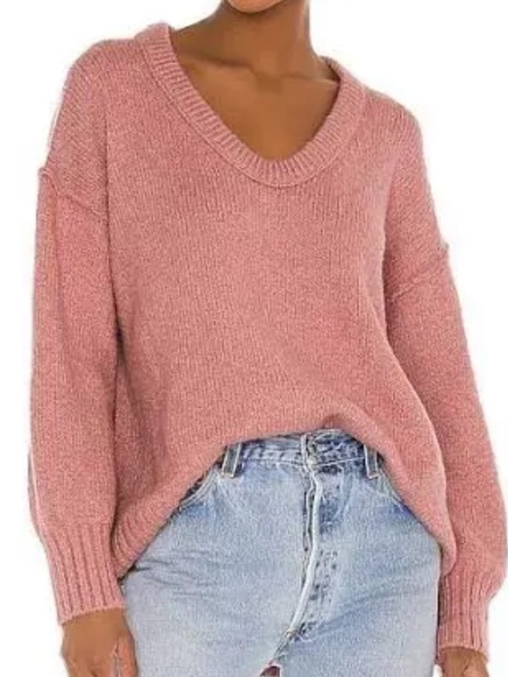 Free People Boho Oversized Pink Sweater